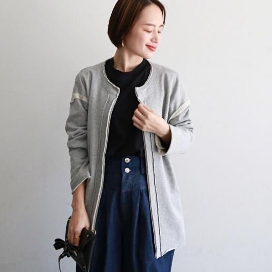 スウェット ノーカラージャケット グレー 0449Grey - SWiMMY スウェット ノーカラージャケット グレー 0449Grey - SWiMMY