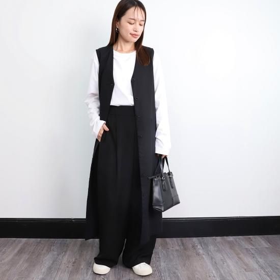 リネンレイヤードロングワンピース　ブラック×オフ美品 リネンレイヤードロングワンピース ブラック×オフ美品 リネン