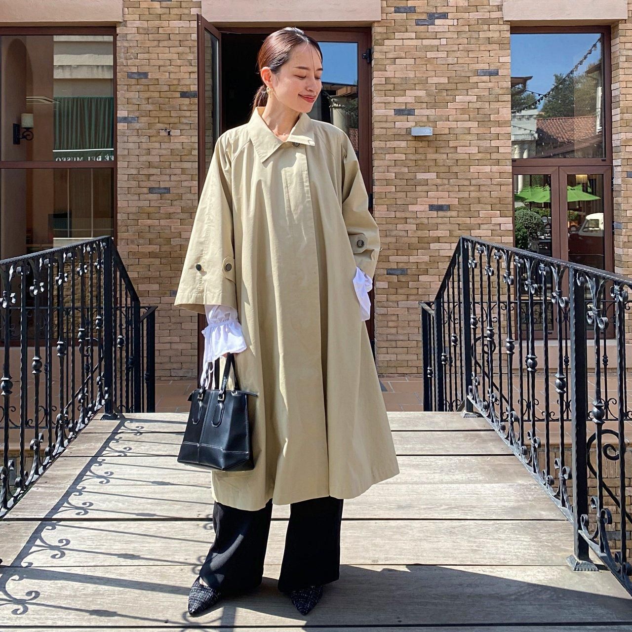 軽く深いシワがつきにくい バックタック ロングコート ベージュ 0692BE