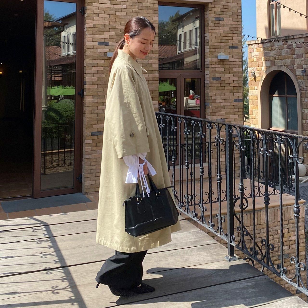 軽く深いシワがつきにくい バックタック ロングコート ベージュ 0692BE