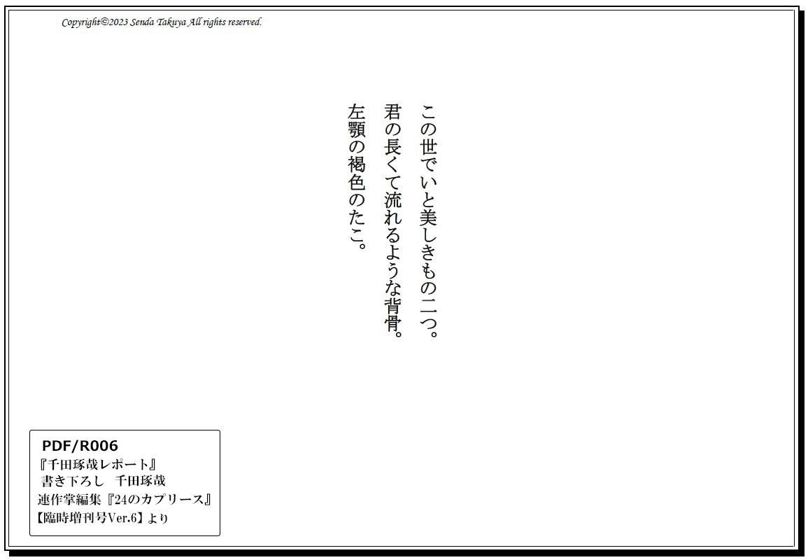 日本限定 PDF/R006 臨時増刊号Ver.6(連作掌編集)2023年5/5発売 - 千田琢哉 ビジネス+経済