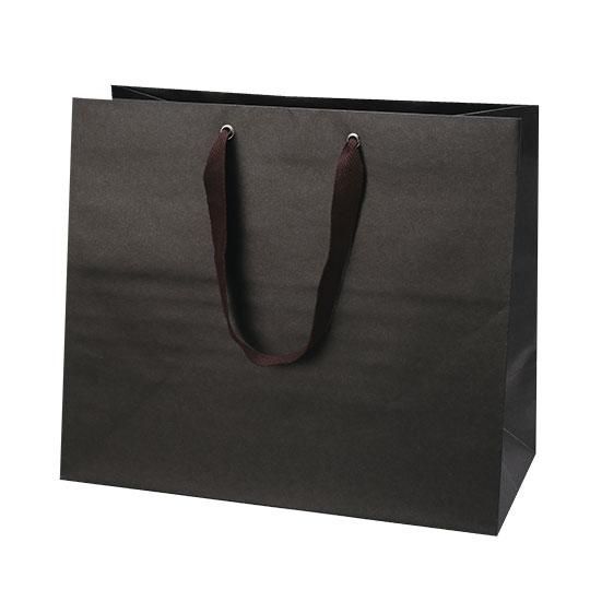 紙袋 ネイビーブラック マットクラフトバッグ マチ広 Lサイズ