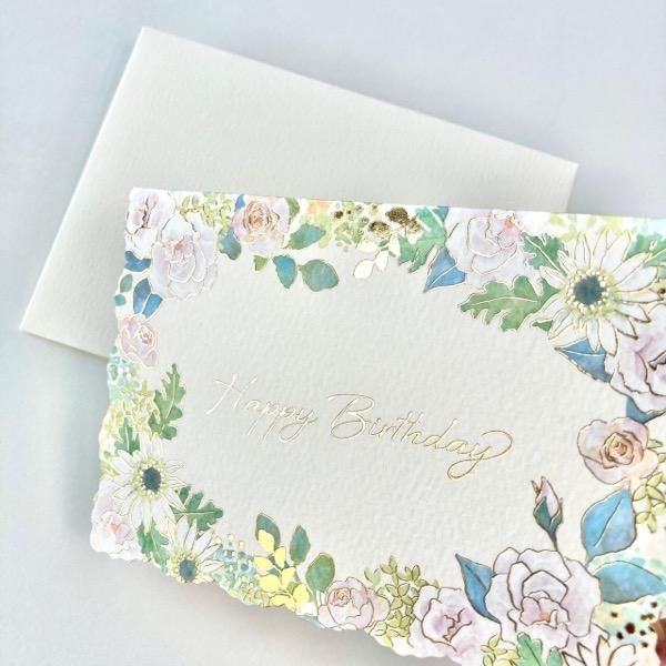 包む オンラインショップ 誕生日カード フラワーホワイト