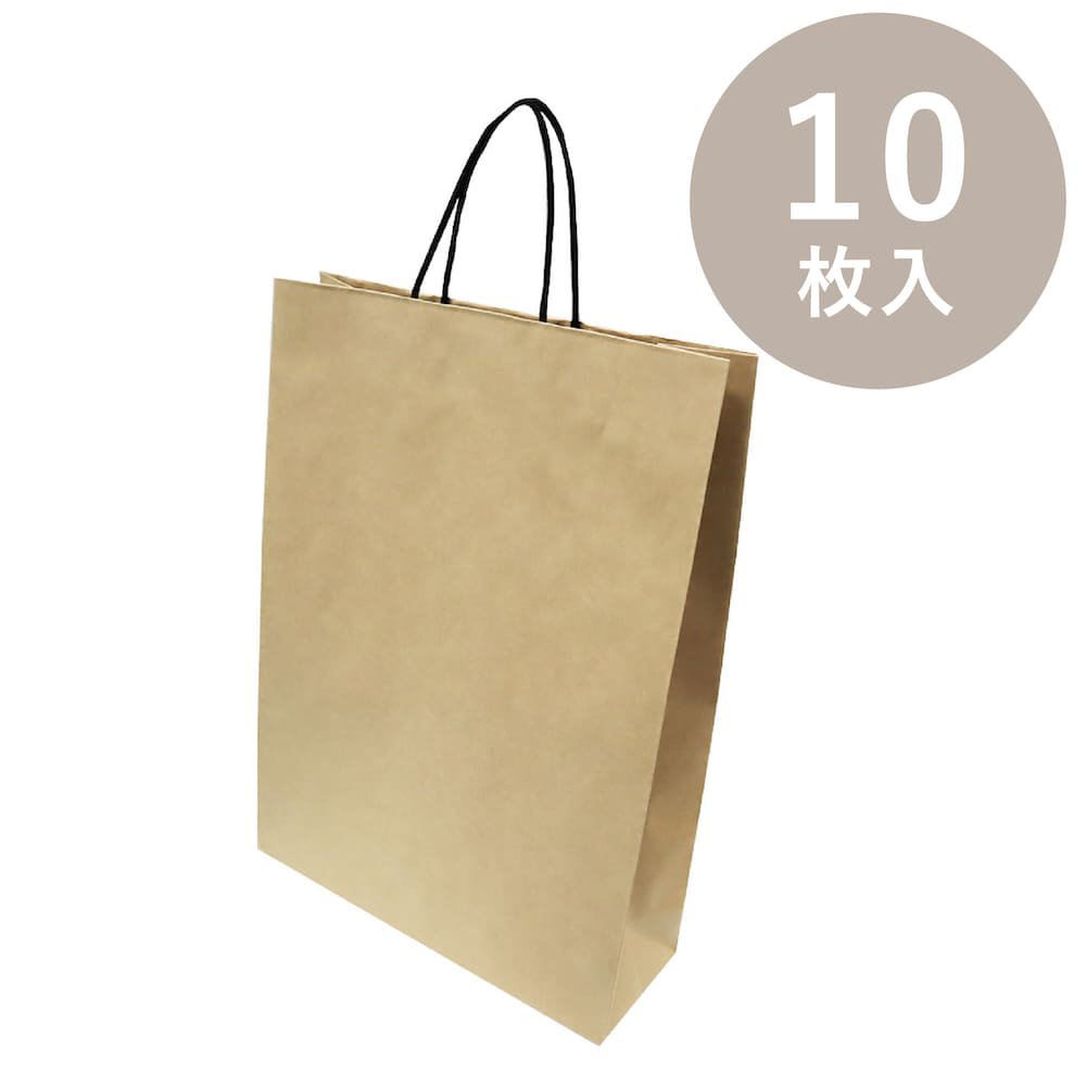 OKINI 紙袋 手提げ 10枚入 クラフトエンボス Lサイズ