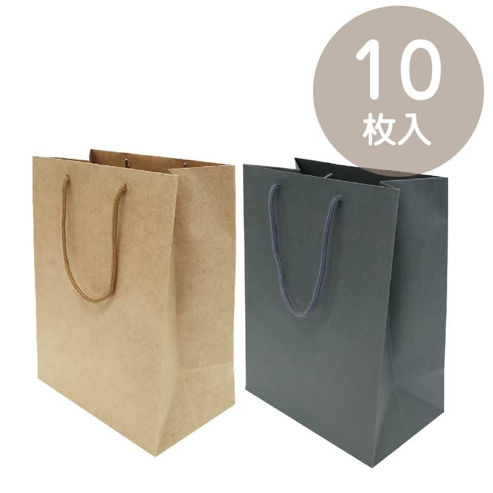 OKINI 手提げバッグ 10枚入 エンボス クラフト&ブラック