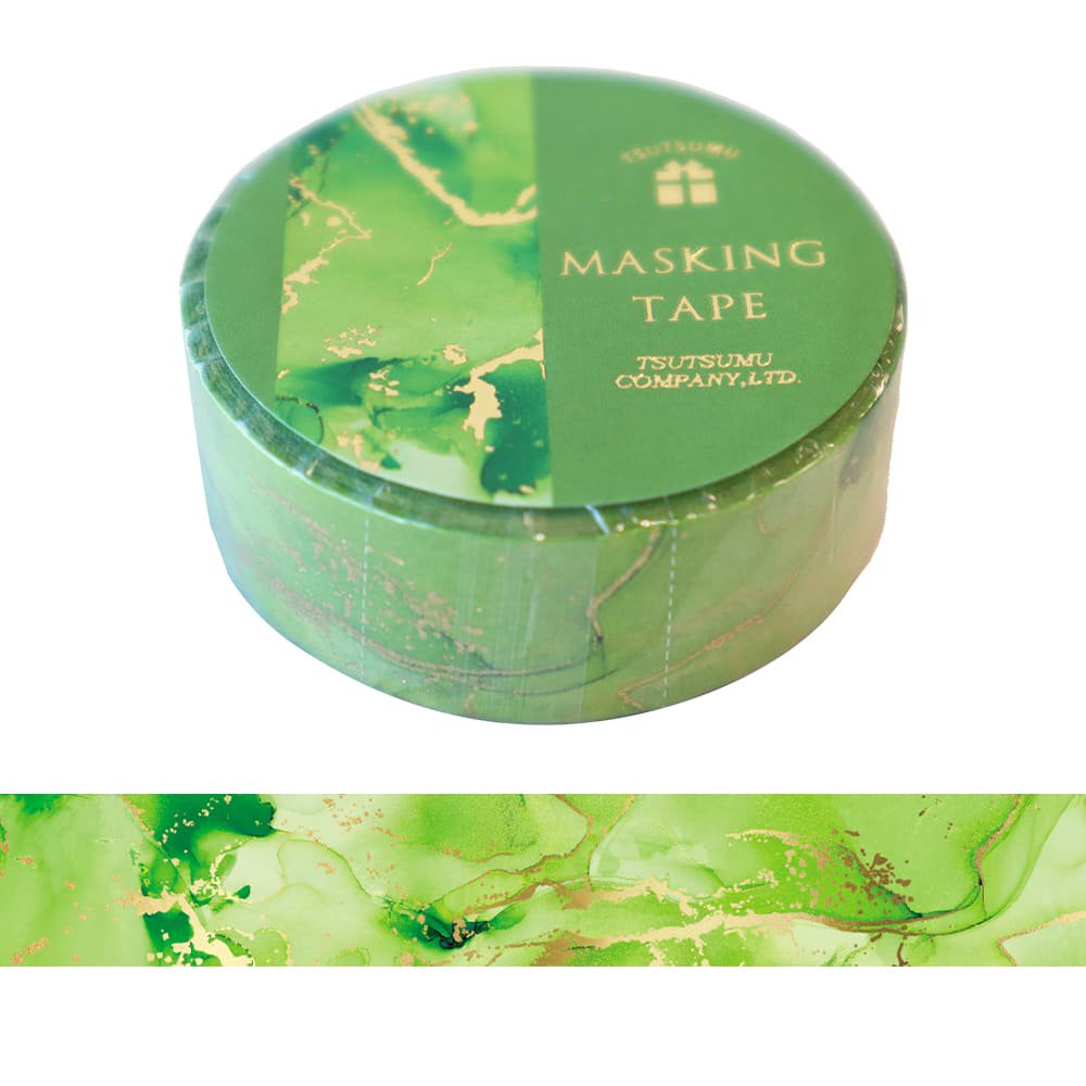 マスキングテープ マーブル ライムグリーン 黄緑 15mm