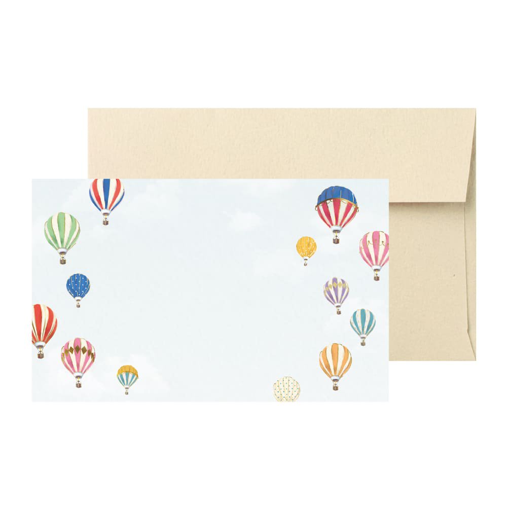 メッセージカード ミニカード 箔押し 封筒付き 気球