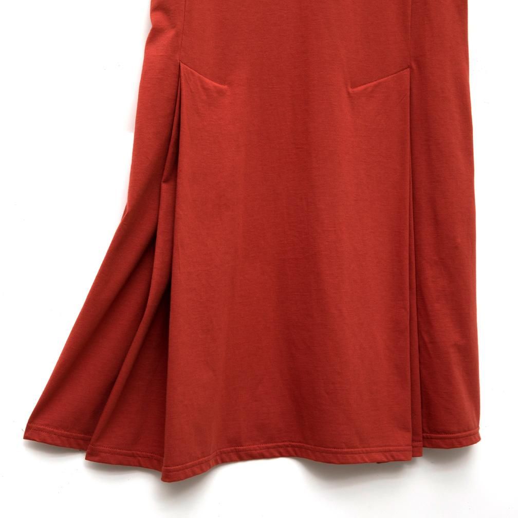 コットンシルク フィット＆フレアワンピース （テラコッタ） - w