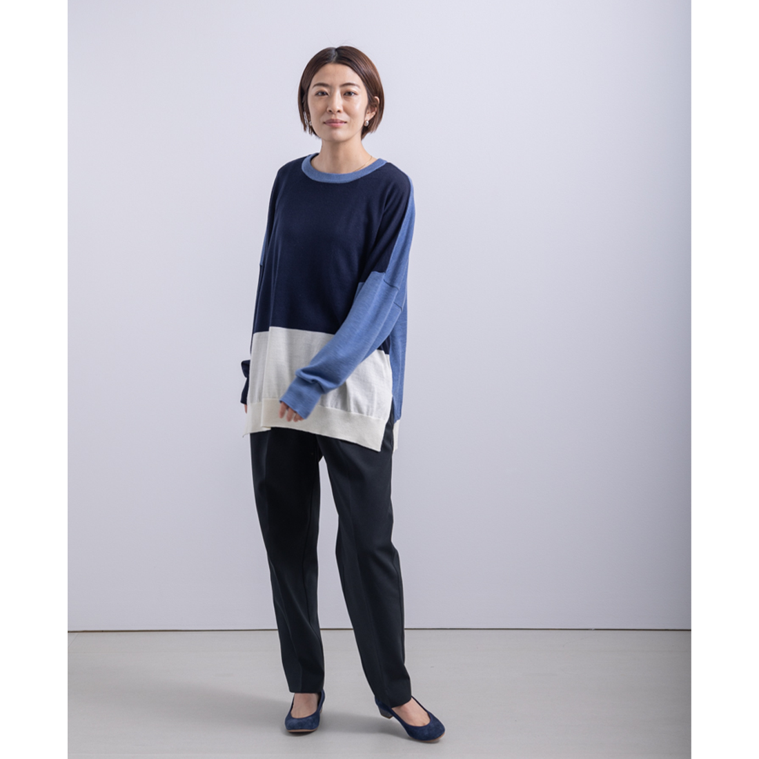 カラーブロックニット(NAVY x WHITE) - w/ (ウィズ) 公式オンライン