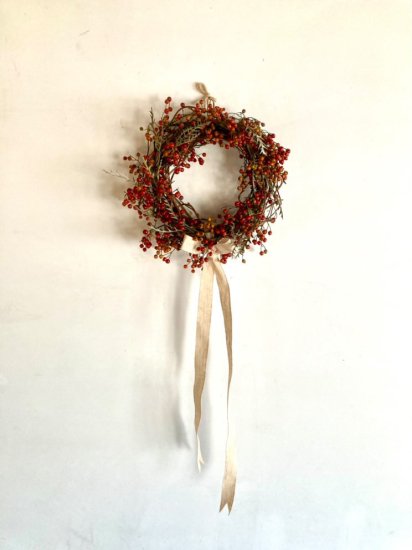 【FUWARI WEDDING】クリスマスリース　野バラの実