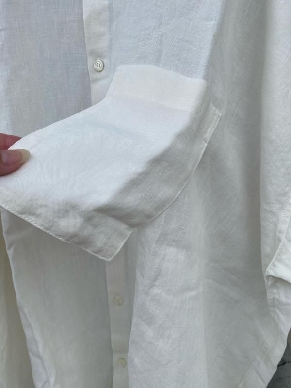 UNIVERSAL TISSU】トリプルワッシャーリネンバンドカラーシャツ