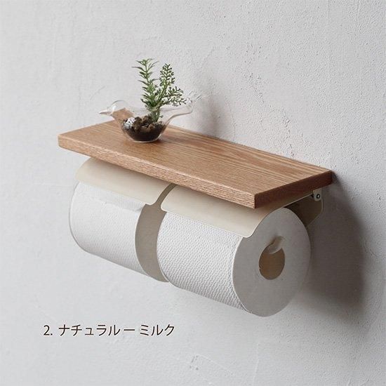 【日本製】SALA トイレットペーパーホルダー 2連 ダブル 天然木 棚 アイアン おしゃれ トイレ DIY 木製 ペーパーホルダー