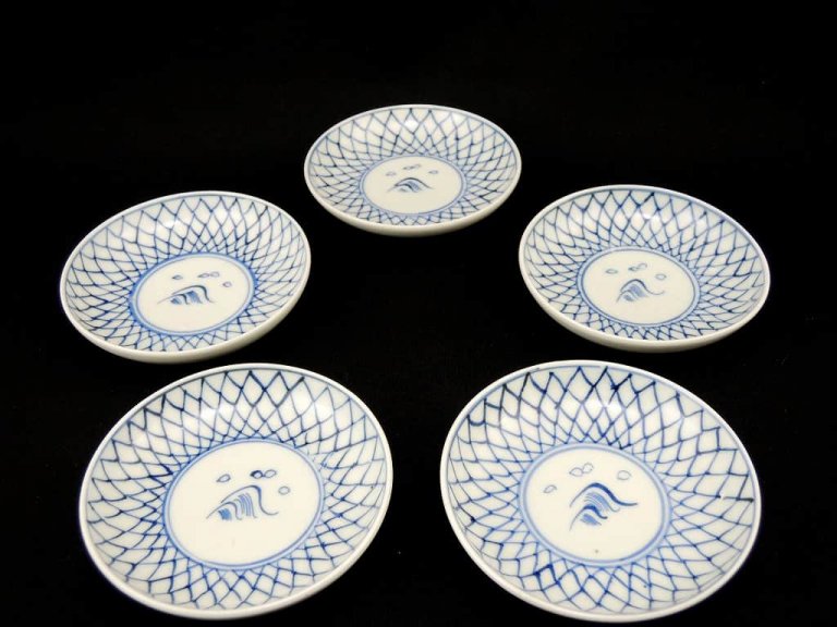 ּʸ / Seto Blue &  White Small Plates with the Net pattern (2.1cm) set of 5