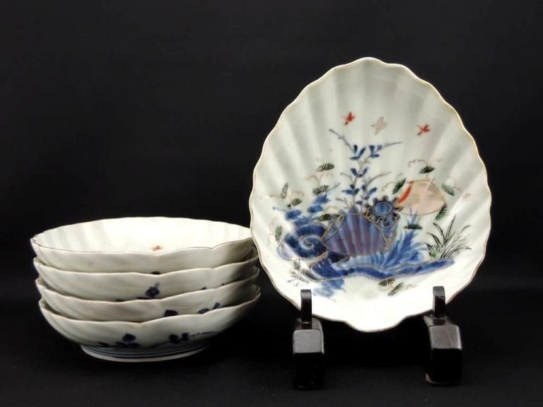 Τ / Imari Polychrome Shell-shaped Plates set of 5