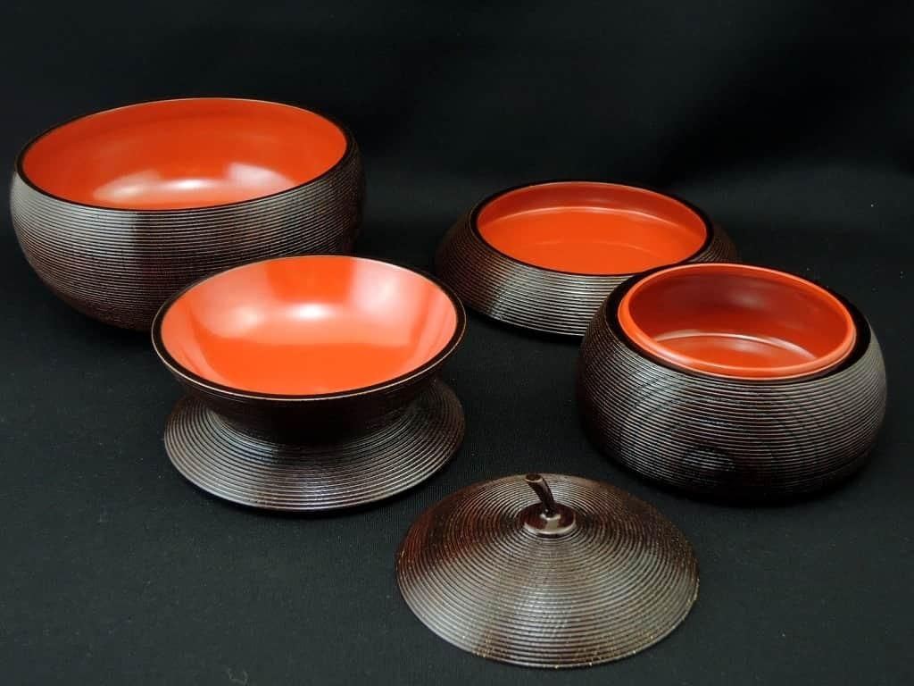 京都玉泉堂 千成瓢箪弁当箱 一対（共箱あり） / Lacquered Gourd