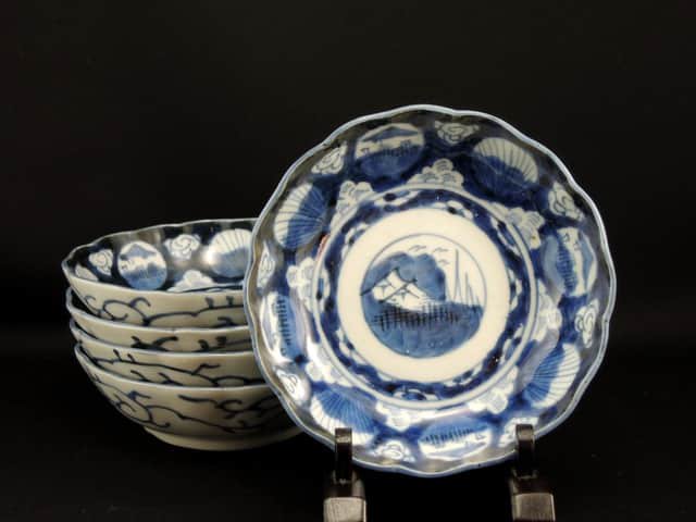 伊万里染付なます皿　五枚組 / Imari Blue & White ’Namasu' Bowls  set of 5
