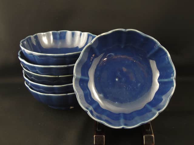 Τʤޤϻ / Imari Lazuline-glazed Large 'Namasu' Bowls  set of 6