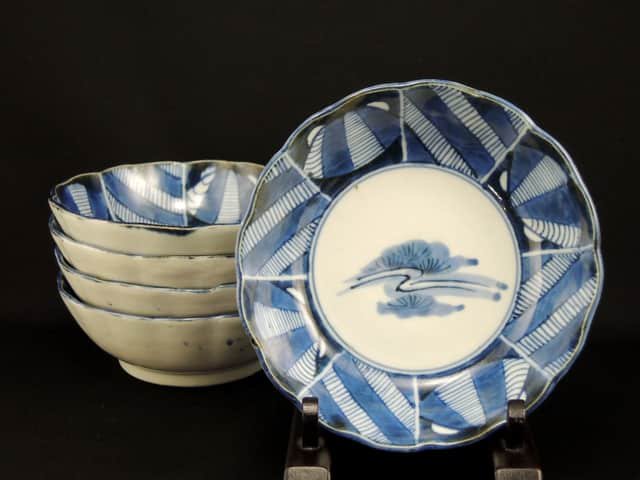 伊万里染付貝文様なます皿　五枚組 / Imari Blue & White 'Namasu' Bowls with the picture of Shells set of 5