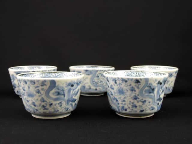 伊万里染付花唐草文向付　五客組 / Imari Blue & White 'Mukoduke' Cups  set of 5