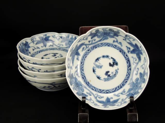 Τʸʤޤ / Imari Blue & White 'Namasu' Bowls   set of 5