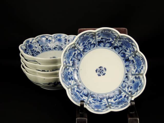 ΤյƲַʤޤ / Imari Blue & White 'Namasu' Bowls   set of 5