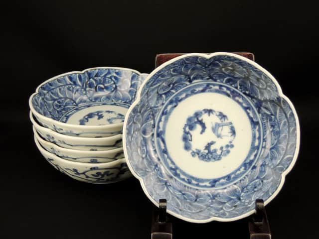 Τղðʤޤ / Imari Blue & White 'Namasu' Bowls   set of 5