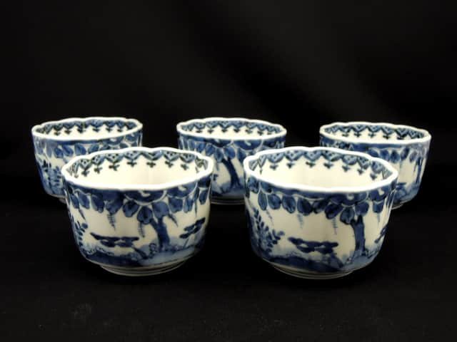 伊万里染付大向付　五客組 / Imari Blue & White Large Mukoduke Cups  set of 5