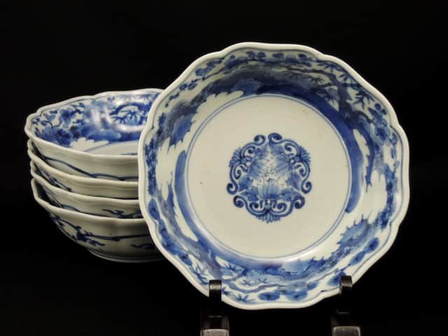 伊万里染付なます皿　五枚組 / Imari  Blue & White 'Namasu' Bowls  set of 5