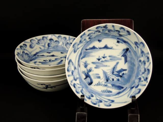 Τջʸѷʤޤ / Imari Blue & White 'Namasu' Bowls set of 5