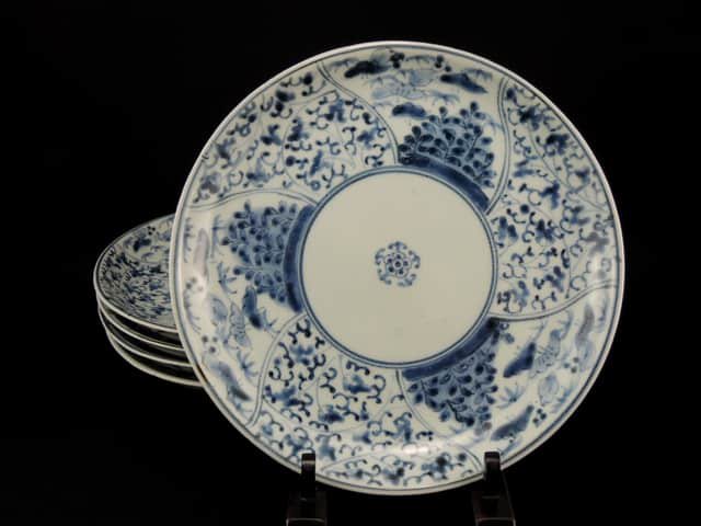 Τղʸ / Imari Blue & White Plates with the pattern of 'Hanakarakusa'(20.8cm)   set of 5