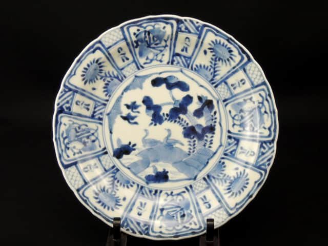 伊万里染付芙蓉手七寸皿 三枚組 / Imari Blue & White Plates with the