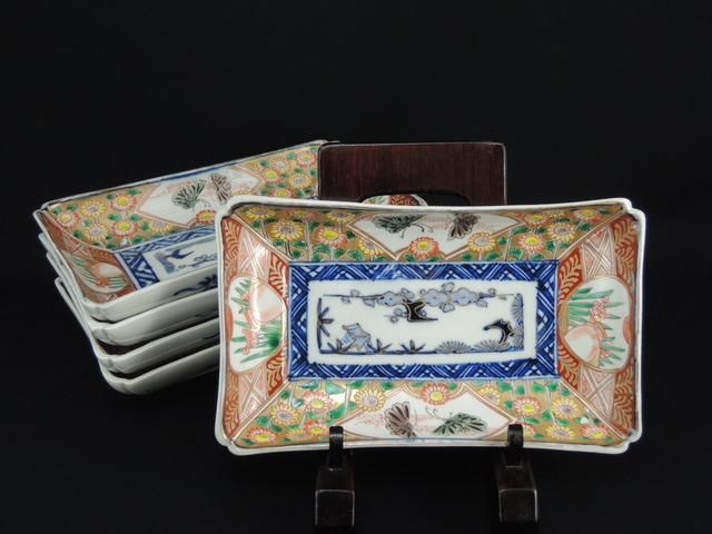 ΤĳʸĹ / Imari Polychrome Rectangular Plates  set of 5