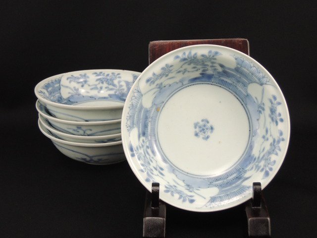 ΤռƳʸʤޤ / Imari Blue & White 'Namasu' Bowls   set of 5