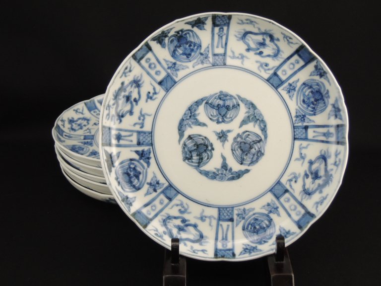 Τռϻ / Imari Blue & White Plates  set of 6