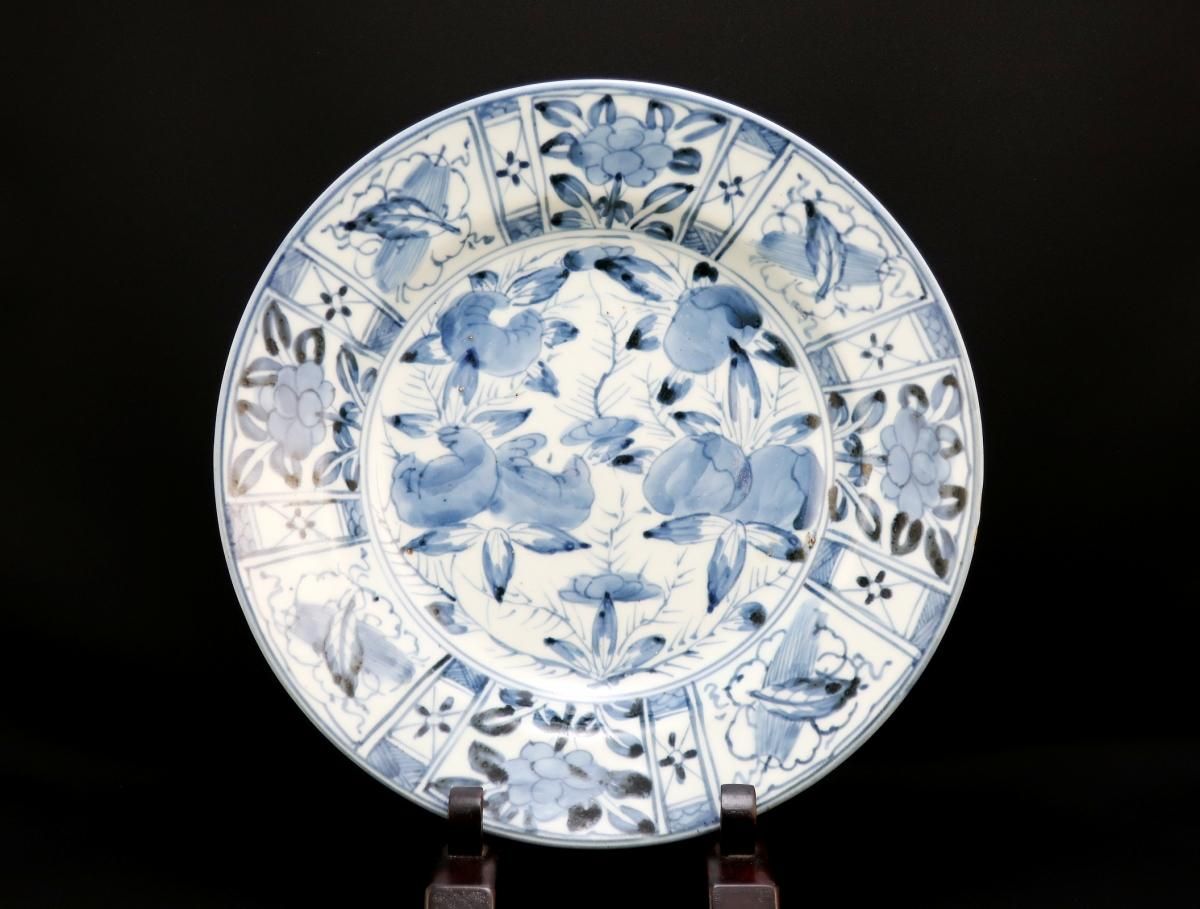 伊万里染付芙蓉手牡丹柘榴文大皿 / Imari Large Blue & White Plate