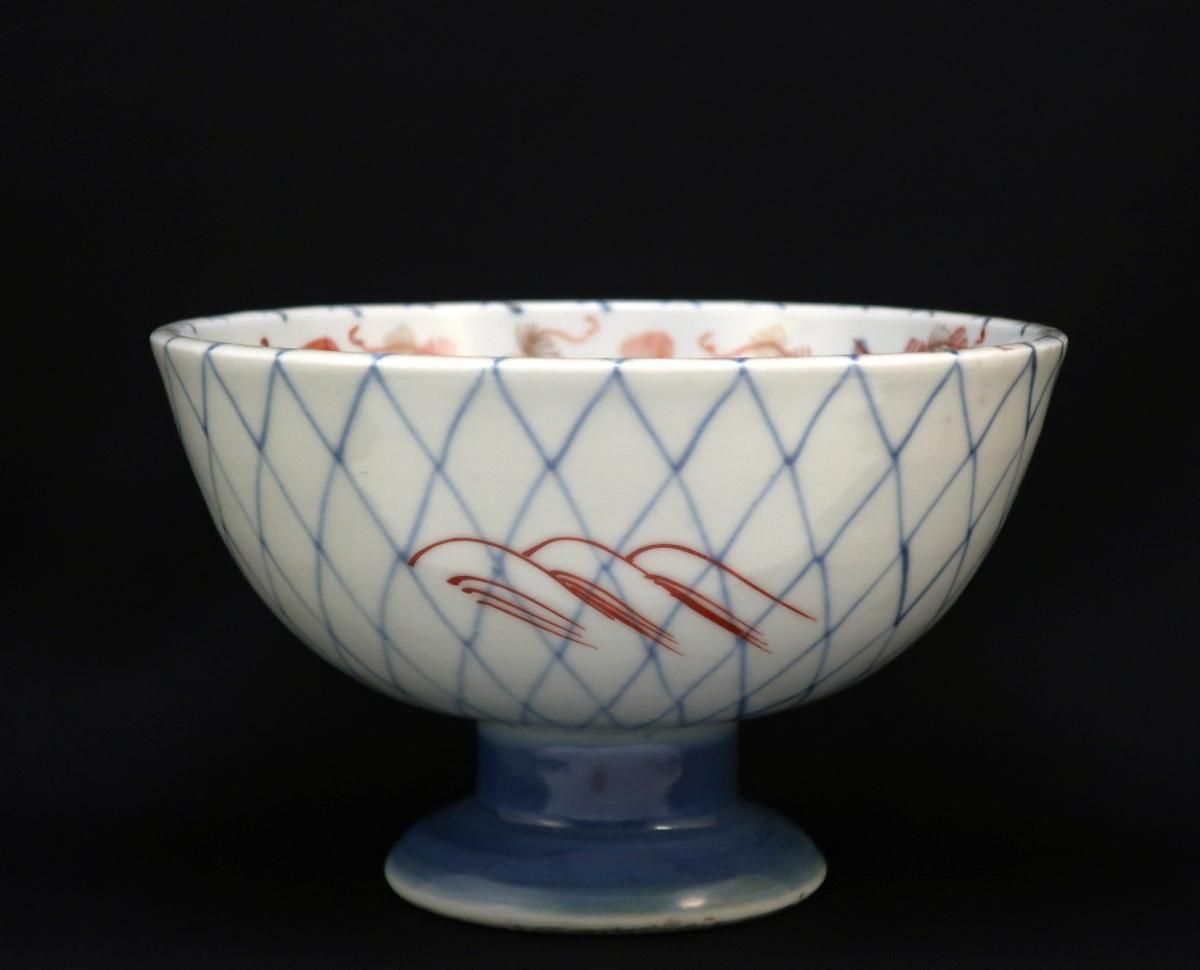 伊万里色絵金網手文盃洗 / Imari Polychrome 'Haisen' Sake cup