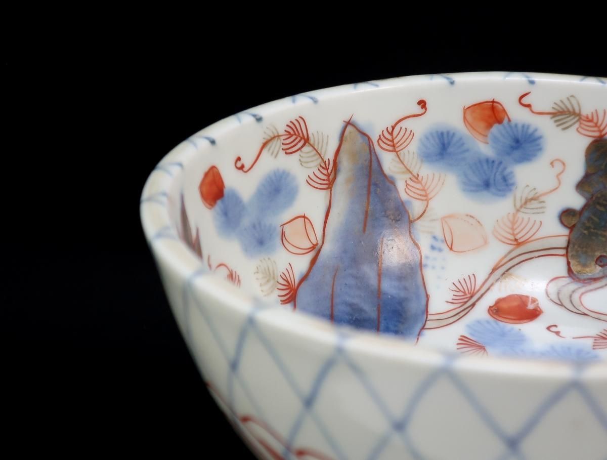 伊万里色絵金網手文盃洗 / Imari Polychrome 'Haisen' Sake cup