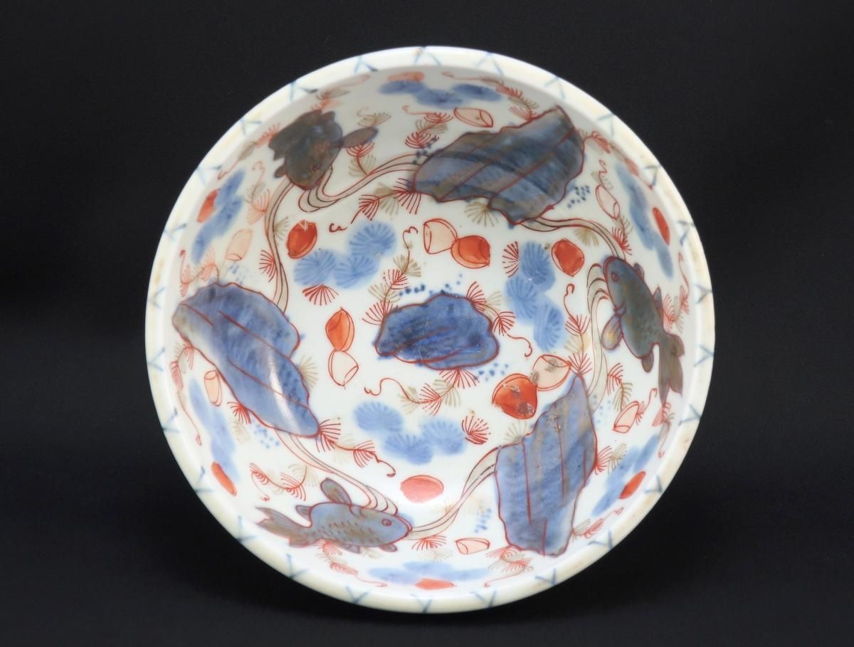 伊万里色絵金網手文盃洗 / Imari Polychrome 'Haisen' Sake cup