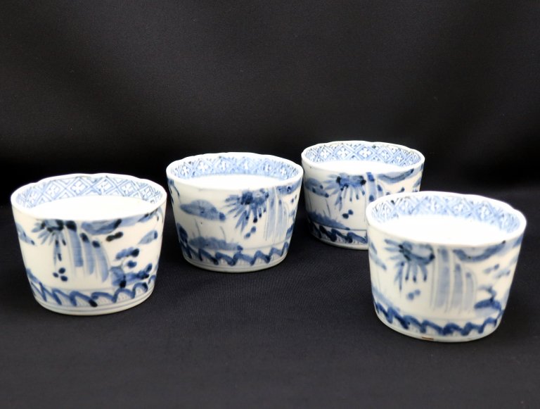 伊万里染付大蕎麦猪口　四客組 / Imari Large Blue & White Soba Cups  set of 4
