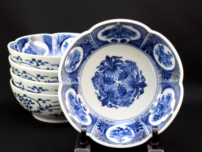 Τַ߲ʤޤ / Imari Blue & White'Namasu' Bowls  set of 5