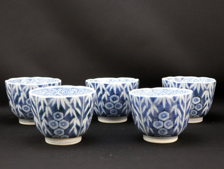 Τոա޵ / Imari Blue & White 'Mukoduke' Cups  set of 5