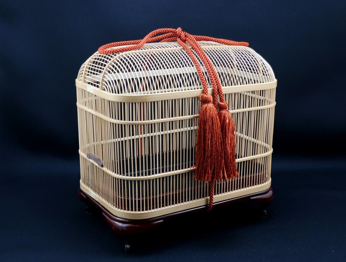 駿河竹千筋細工 大和型虫籠 Bamboo Cricket Cage Okura Oriental Art 大蔵オリエンタルアート