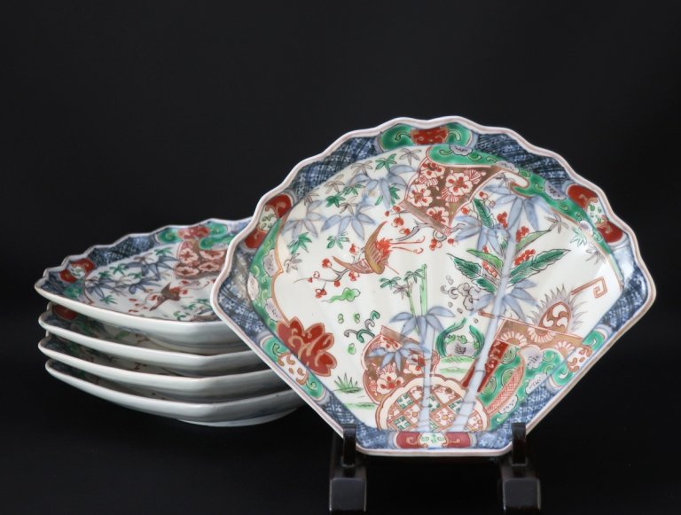 Τ̻ / Imari Fan-shaped Plates  set of 5