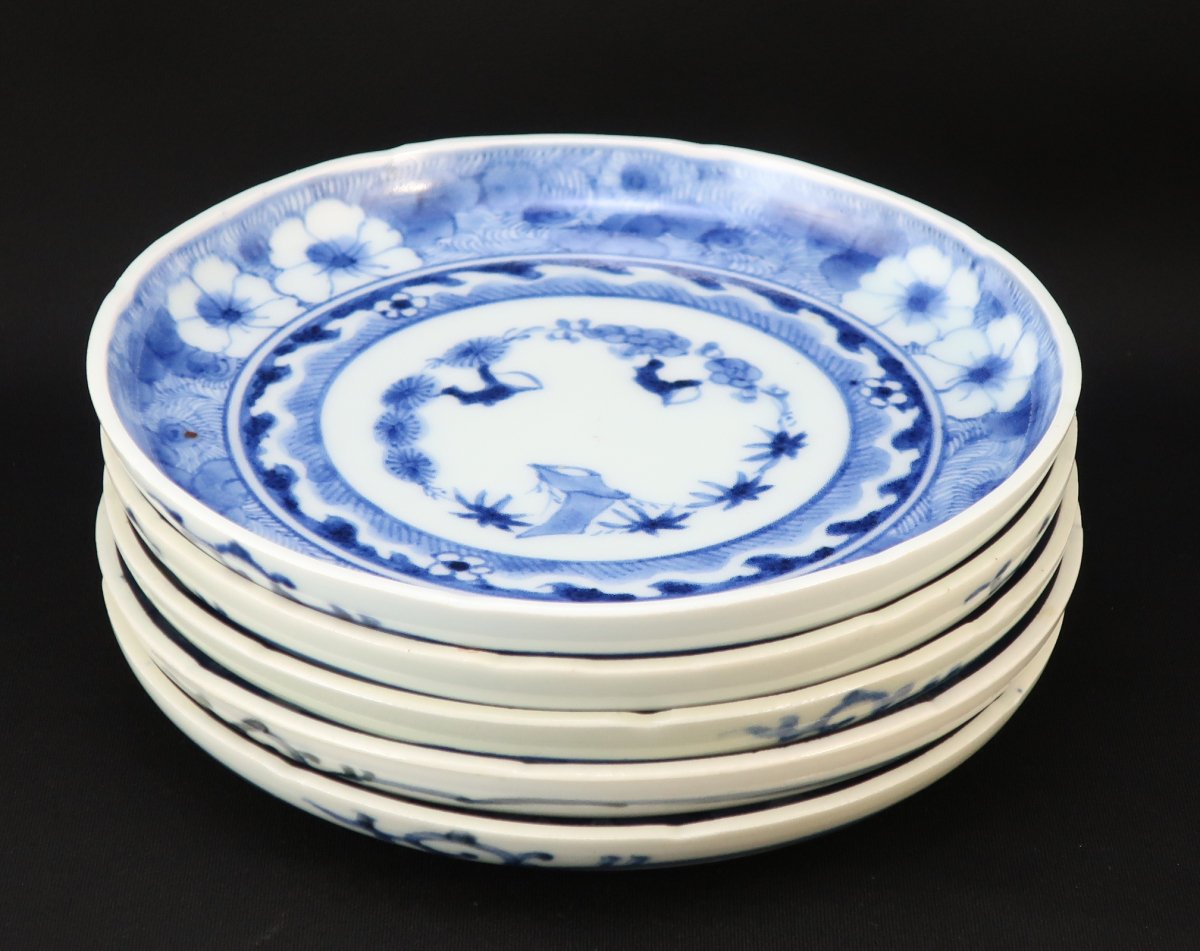 伊万里染付六寸皿 五枚組 / Imari Blue & White Plates set of 5 