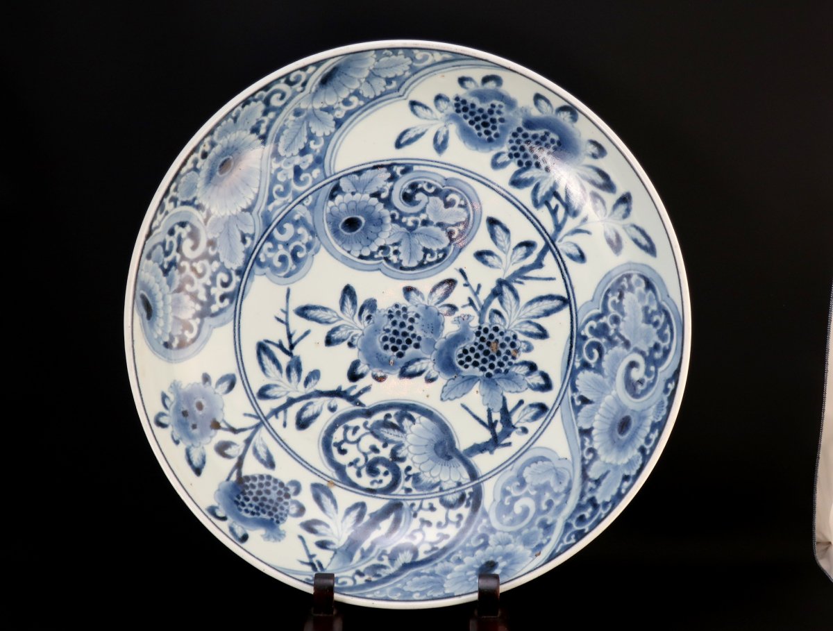 伊万里染付菊花柘榴文大皿 / Imari Large Blue & White Plate with the