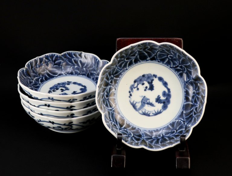 Τðʸʤޤ / Imari Blue & White 'Namasu' Bowls  set of 5