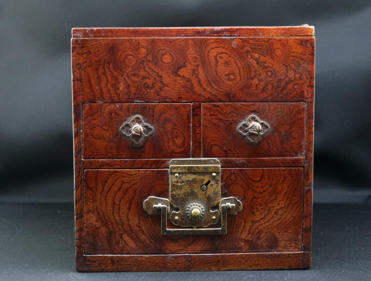 欅杢硯箱 駒箱 欅杢 摺漆