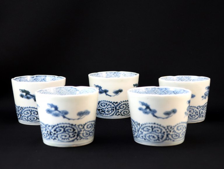 Τվ綾޵ / Imari Blue & White Soba Cups  set of 5