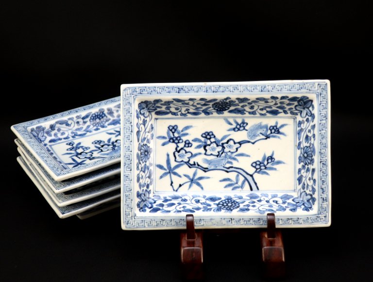 ΤղĻʸĹѻ / Imari Rectangular Blue & White Plates  set of 5