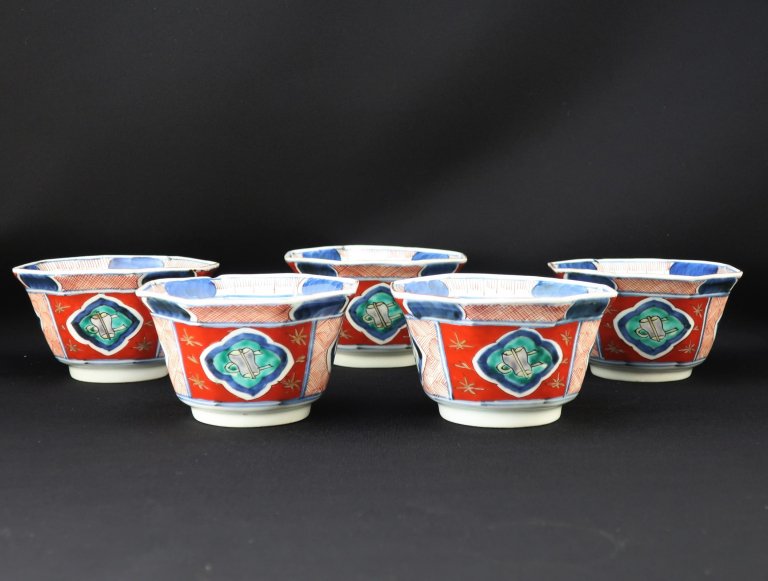 ΤȬѸա޵ / Imari Polychrome 'Mukoduke' Cups  set of 5